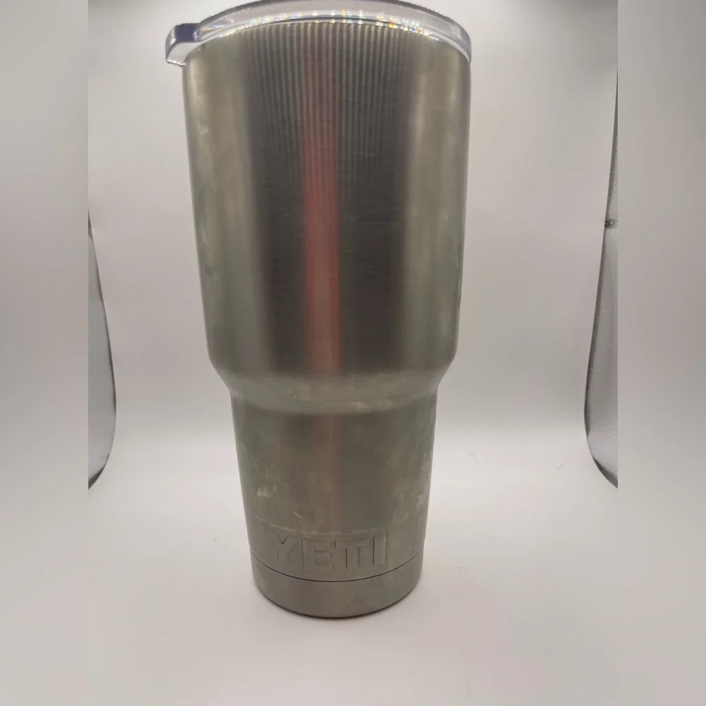 Yeti Rambler Large 30oz Stainless Steel Coffee Cup‎ Big Clear Lid Angler Hunter